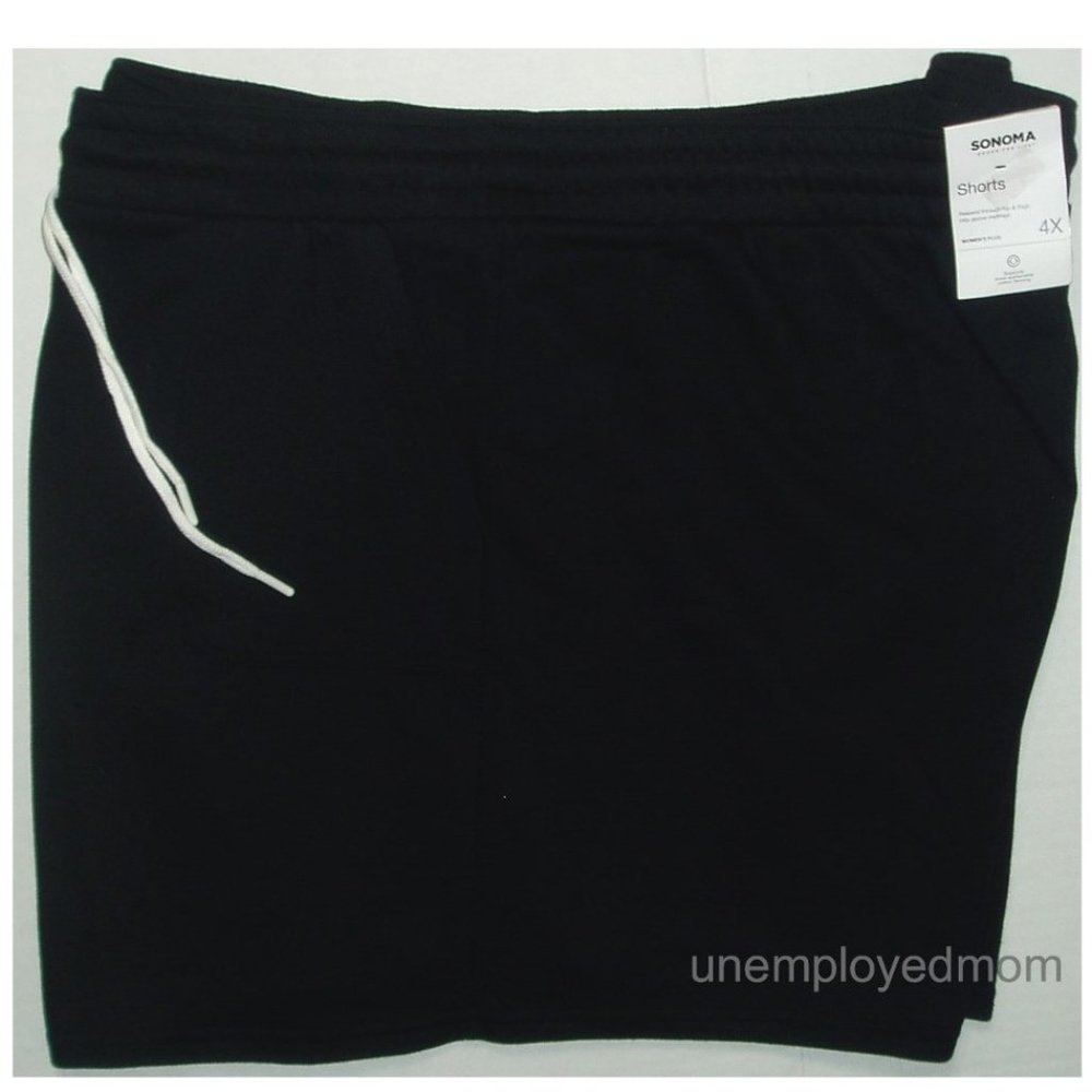 Women's Drawstring Fleece Shorts Short Trousers Pockets Good for Life 4X BLK
